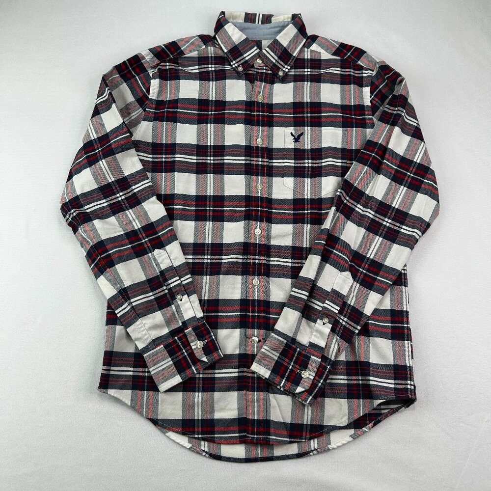 American Eagle Shirt Men's Classic Fit Plaid Button Down Long Sleeve